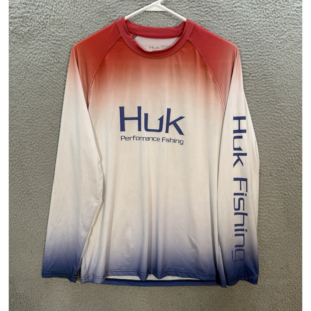 Huk Shirt Adult Small Multicolor Ombre Performance Stretch UPF Fishing Mens